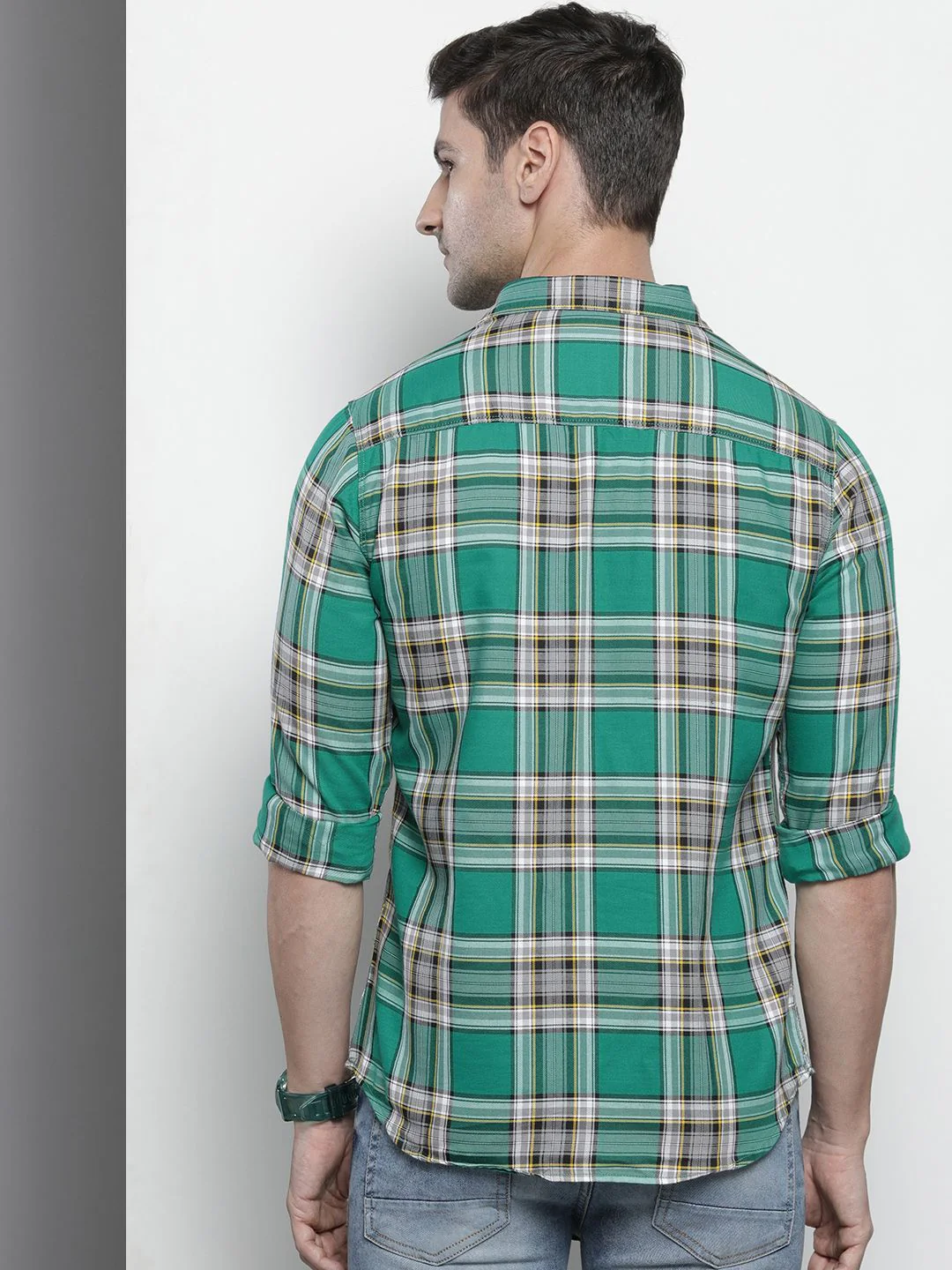 The Indian Garage Co Men Green Comfort Checked Casual Shirt - Image 4