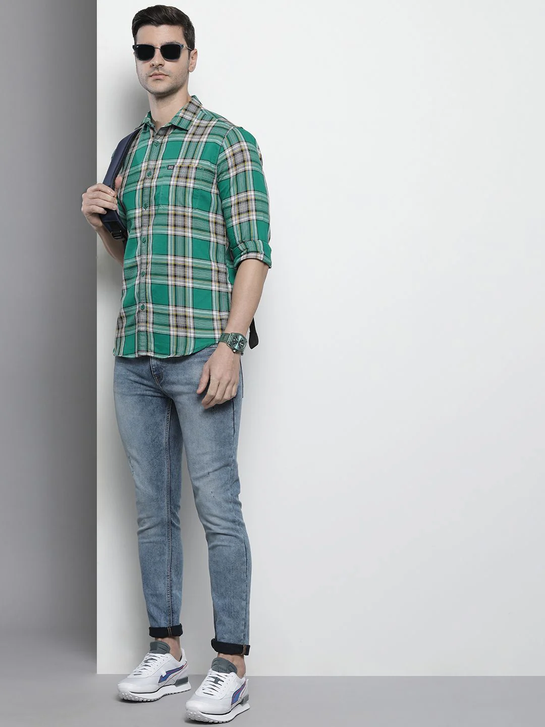 The Indian Garage Co Men Green Comfort Checked Casual Shirt - Image 6