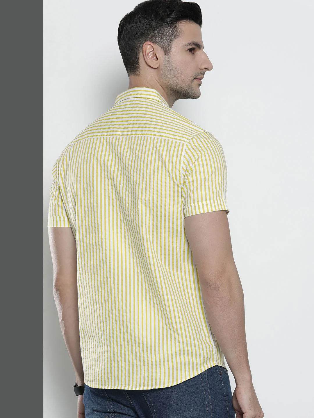 The Indian Garage Co Men Green Comfort Striped Cotton Casual Shirt - Image 5