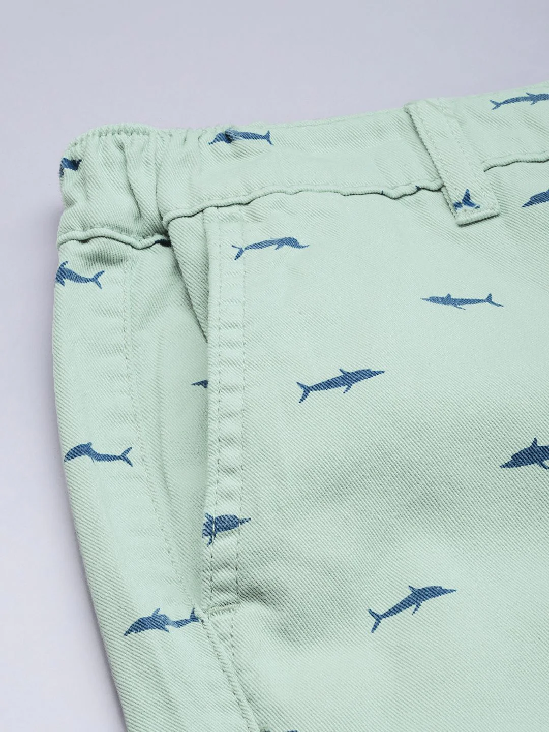 The Indian Garage Co Men Green Printed Slim Fit Cotton Chino Shorts - Image 6