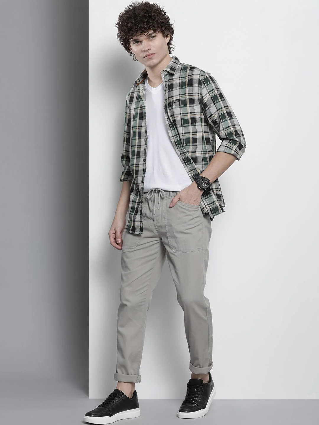 The Indian Garage Co Men Green Tartan Checked Cotton Casual Shirt - Image 6
