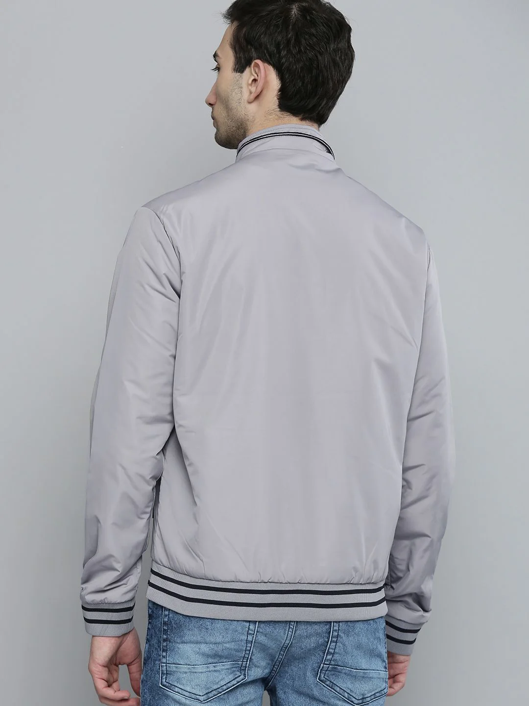 The Indian Garage Co Men Grey Bomber Jacket - Image 5