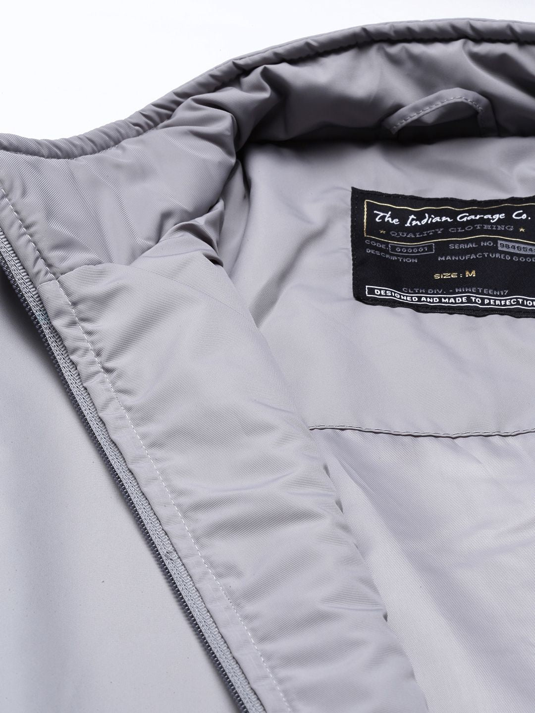 The Indian Garage Co Men Grey Bomber Jacket - Image 7