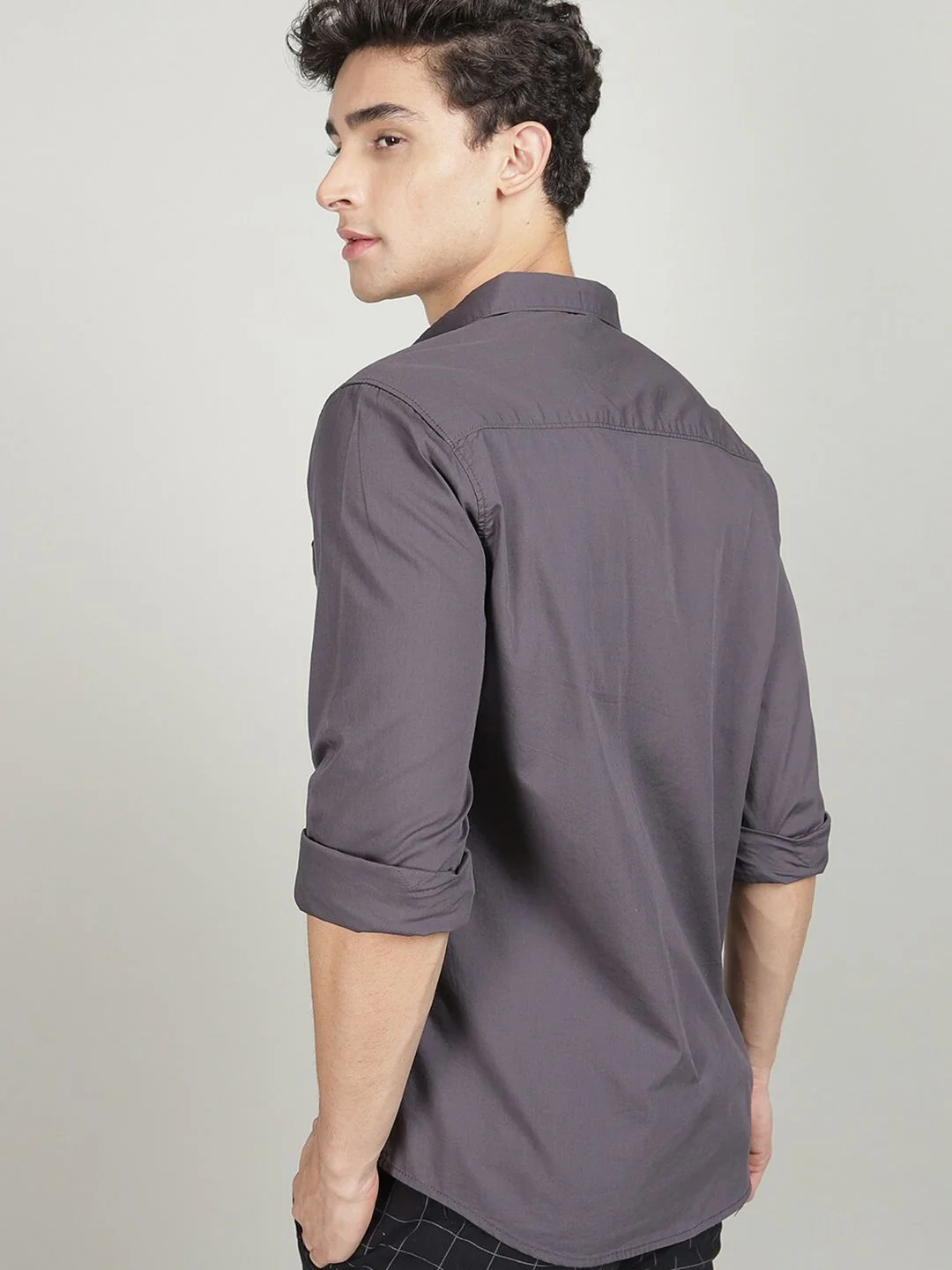 The Indian Garage Co Men Grey Comfort Regular Fit Cotton Casual Shirt - Image 4