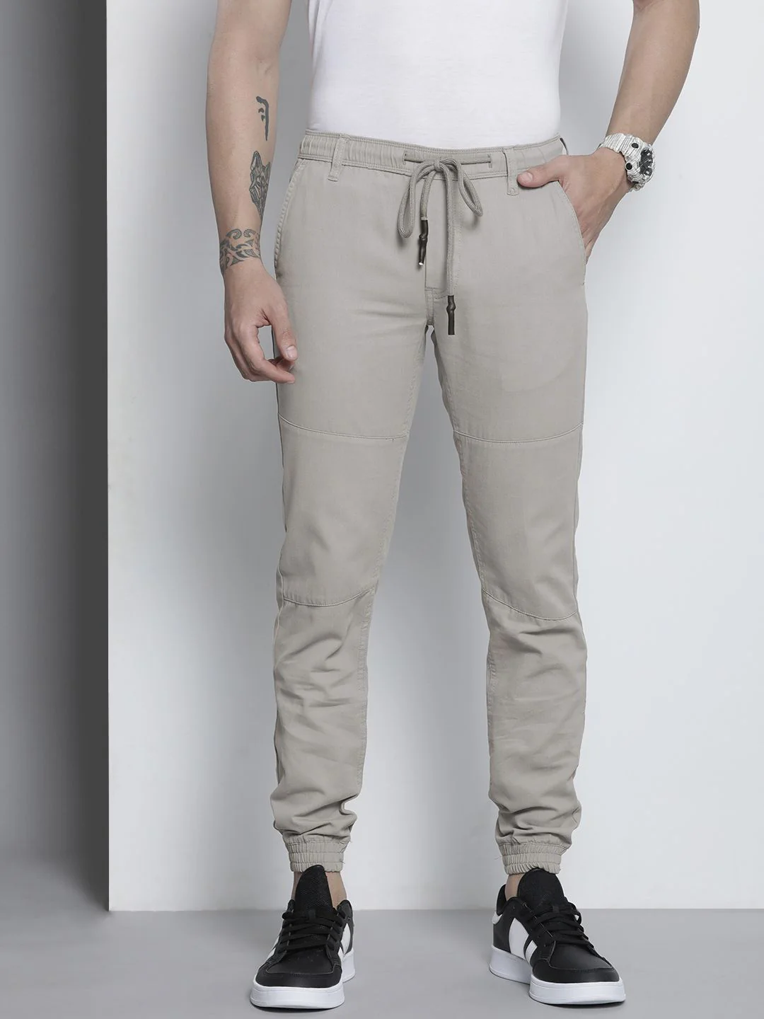 The Indian Garage Co Men Grey Joggers Trousers
