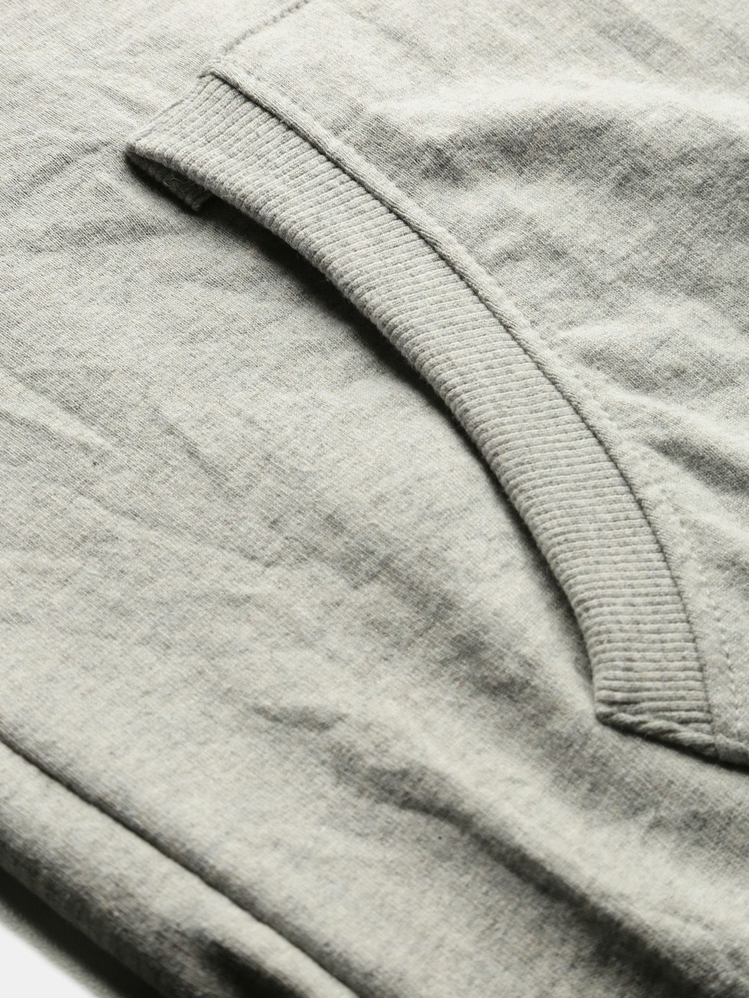 The Indian Garage Co Men Grey Melange & Navy Blue Colourblocked Hooded Sweatshirt - Image 6