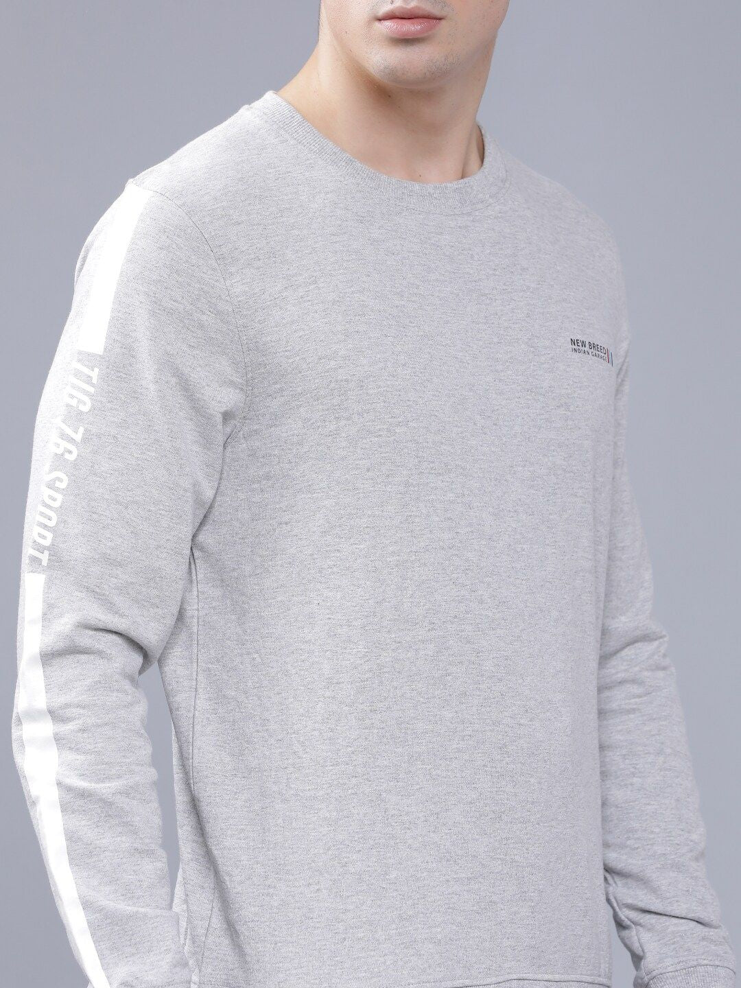 The Indian Garage Co Men Grey Melange Solid Hooded Sweatshirt - Image 2