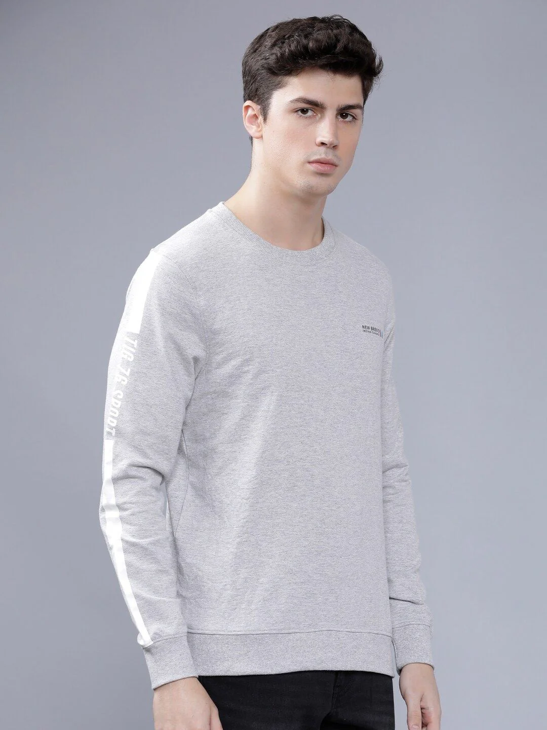 The Indian Garage Co Men Grey Melange Solid Hooded Sweatshirt - Image 3