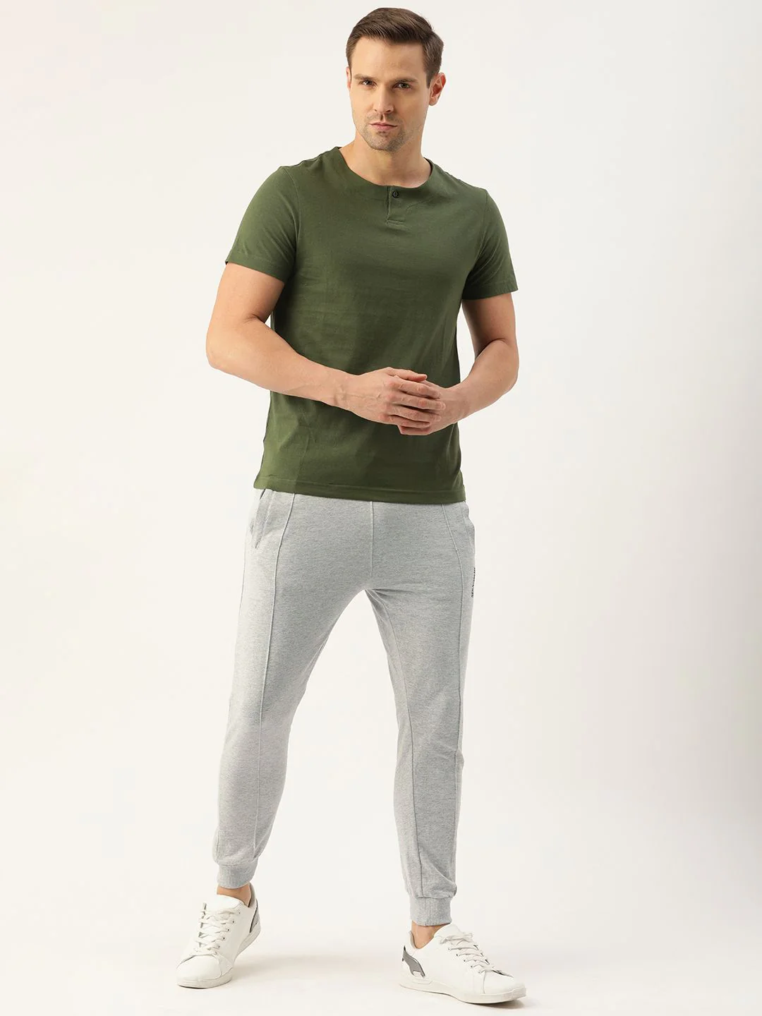 The Indian Garage Co Men Grey Melange Solid Joggers - Image 5