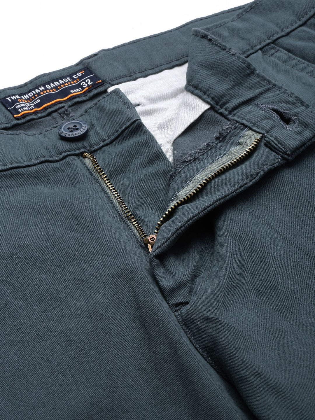 The Indian Garage Co Men Grey Slim Fit Cargos Trousers - Image 4