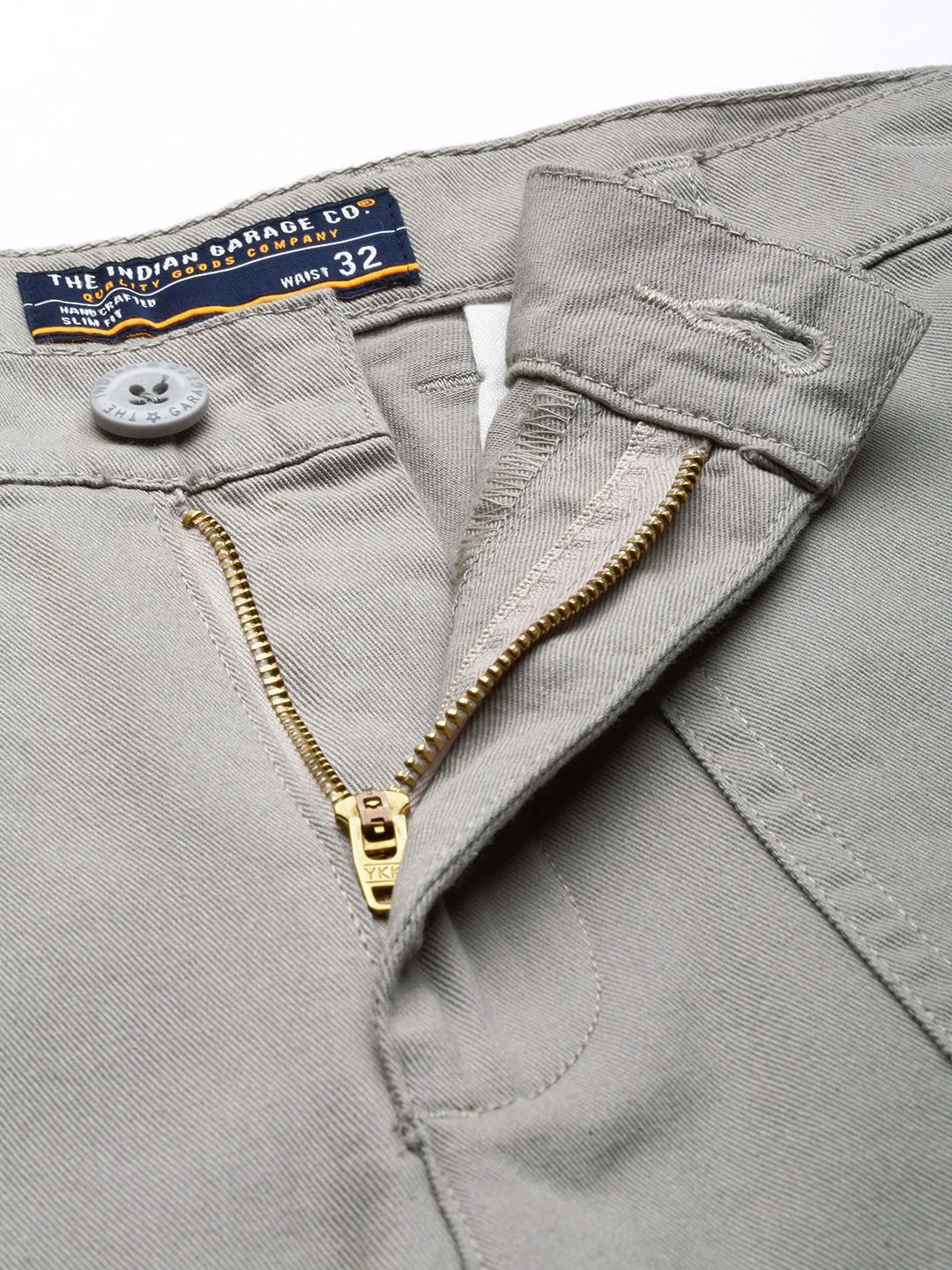 The Indian Garage Co Men Grey Slim Fit Cotton Cargos Trousers - Image 4