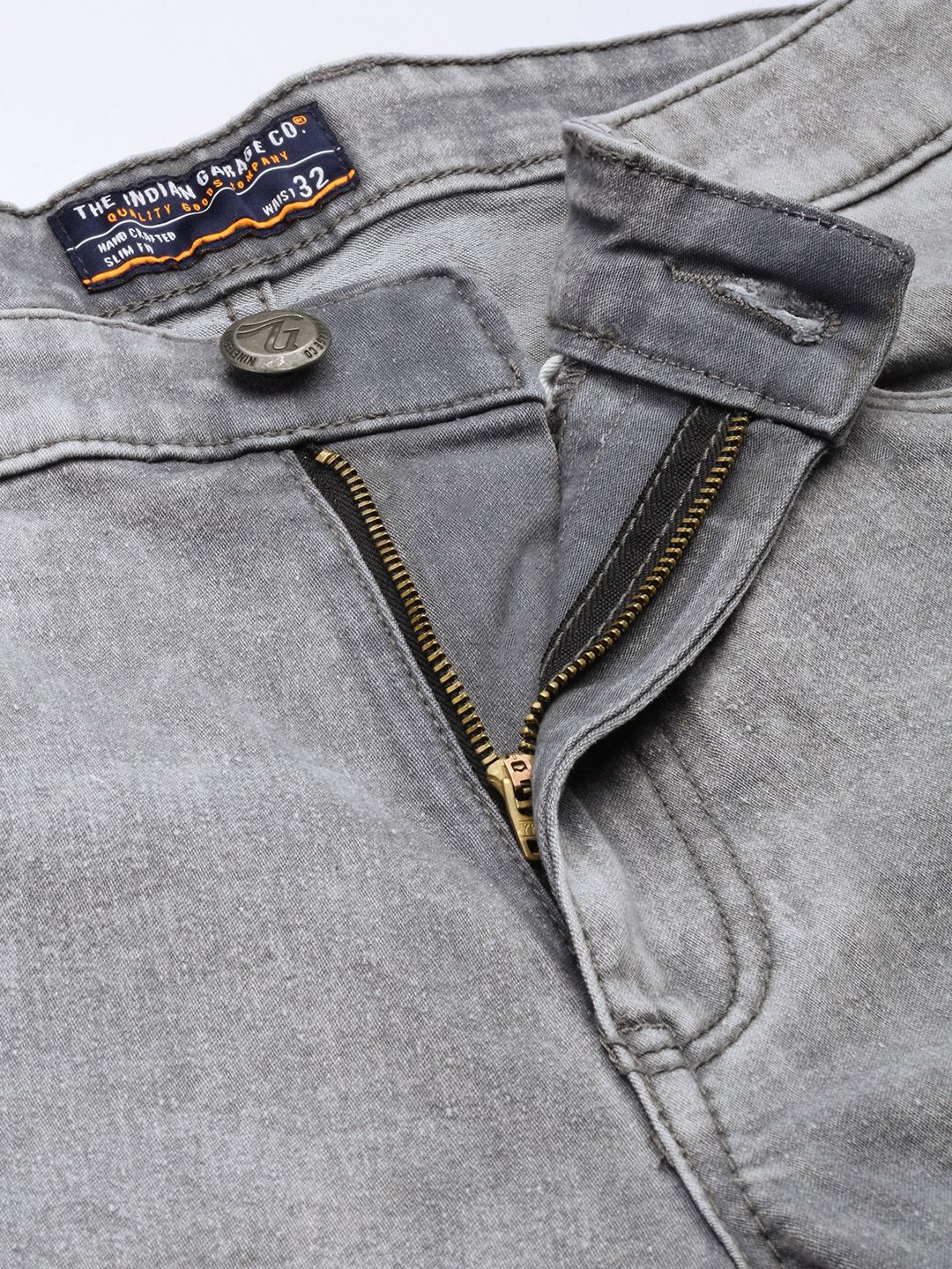 The Indian Garage Co Men Grey Slim Fit Light Fade Stretchable Jeans - Image 4