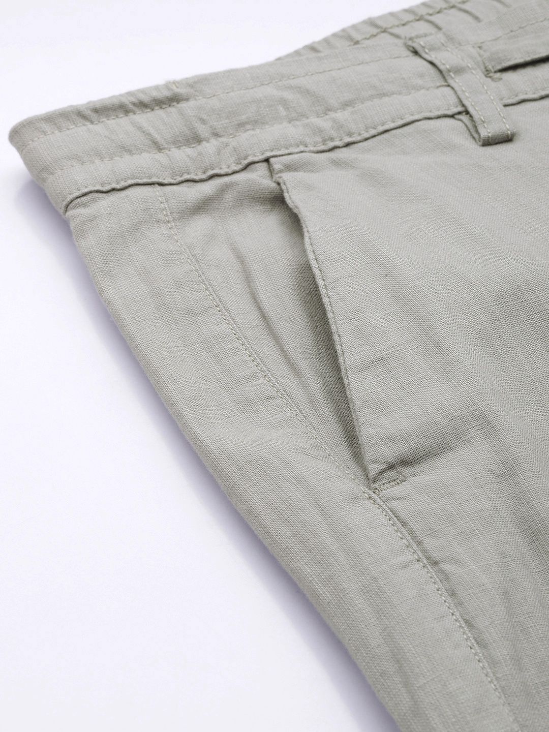The Indian Garage Co Men Grey Slim Fit Linen Blend Trousers - Image 6