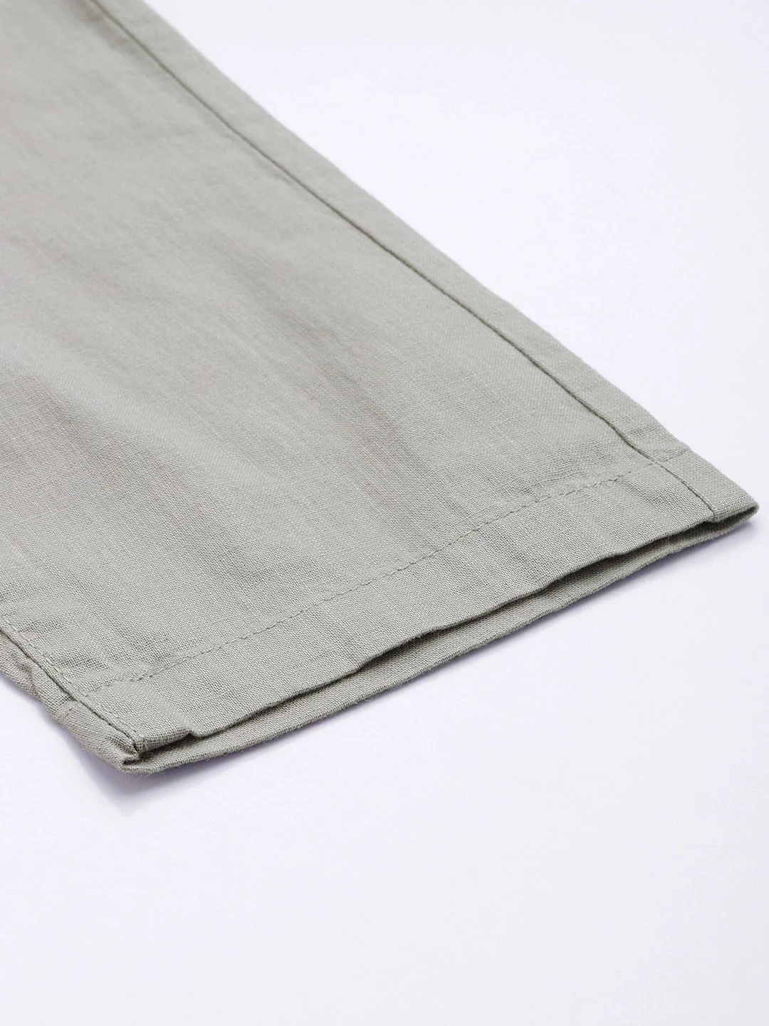 The Indian Garage Co Men Grey Slim Fit Linen Blend Trousers - Image 7