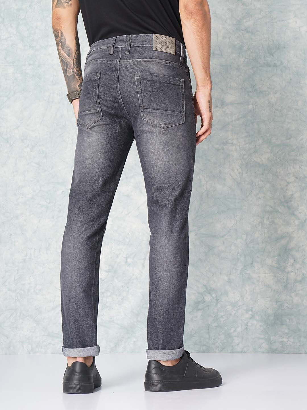 The Indian Garage Co Men Grey Slim Fit Low-Rise Low Distress Stretchable Jeans - Image 5