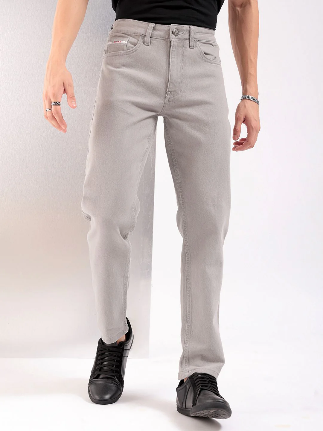 The Indian Garage Co Men Grey Slim Fit Mid-Rise Clean Look Jeans - Image 7