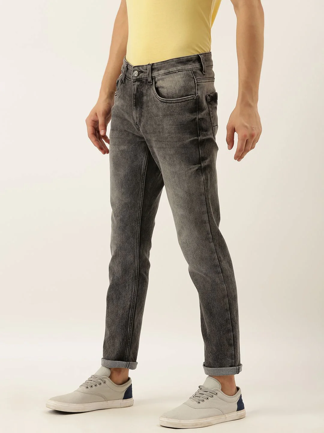 The Indian Garage Co Men Grey Slim Fit Mid-Rise Clean Look Stretchable Jeans - Image 2