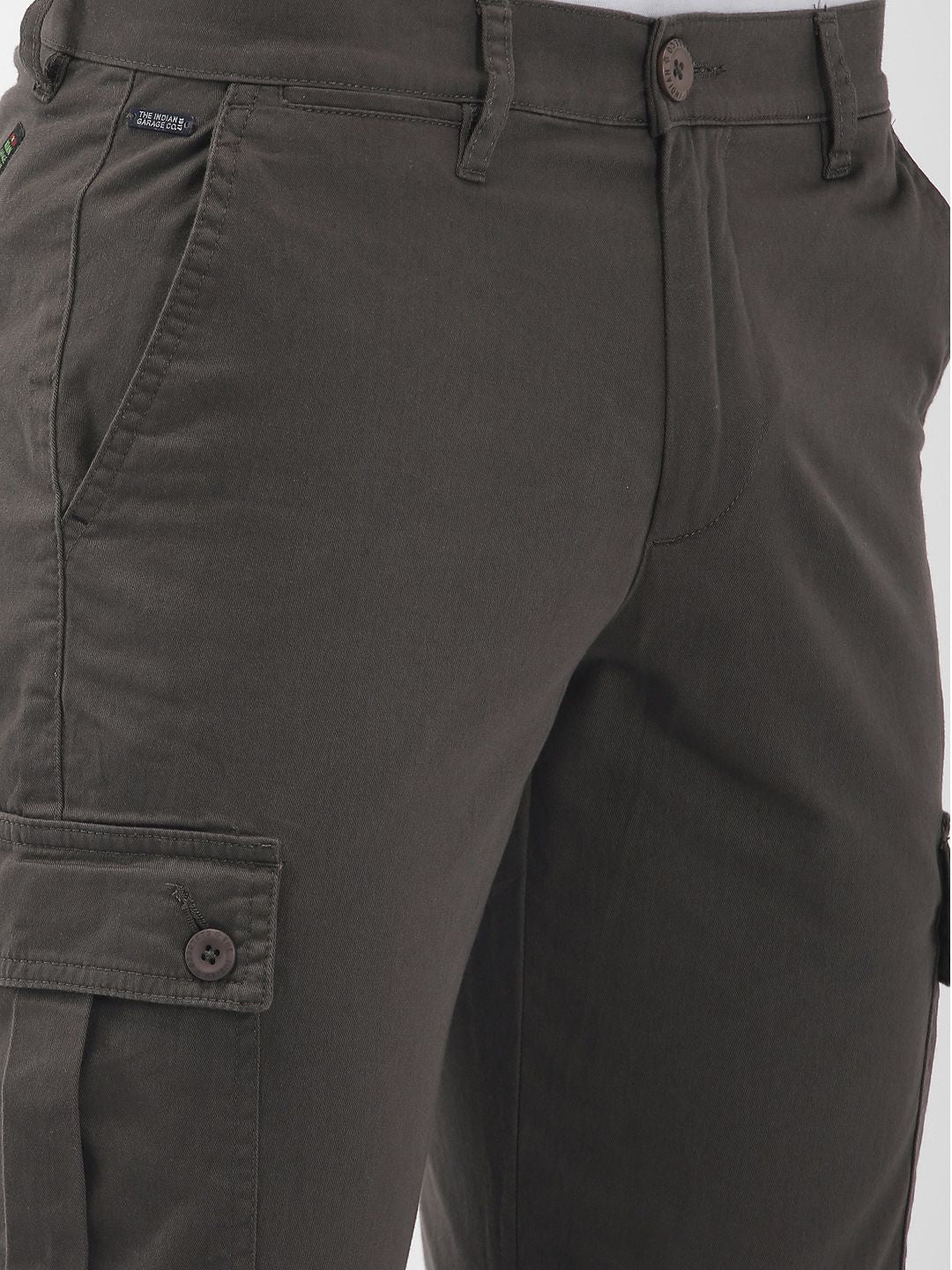 The Indian Garage Co Men Grey Slim Fit Solid Cargo Style Joggers - Image 4