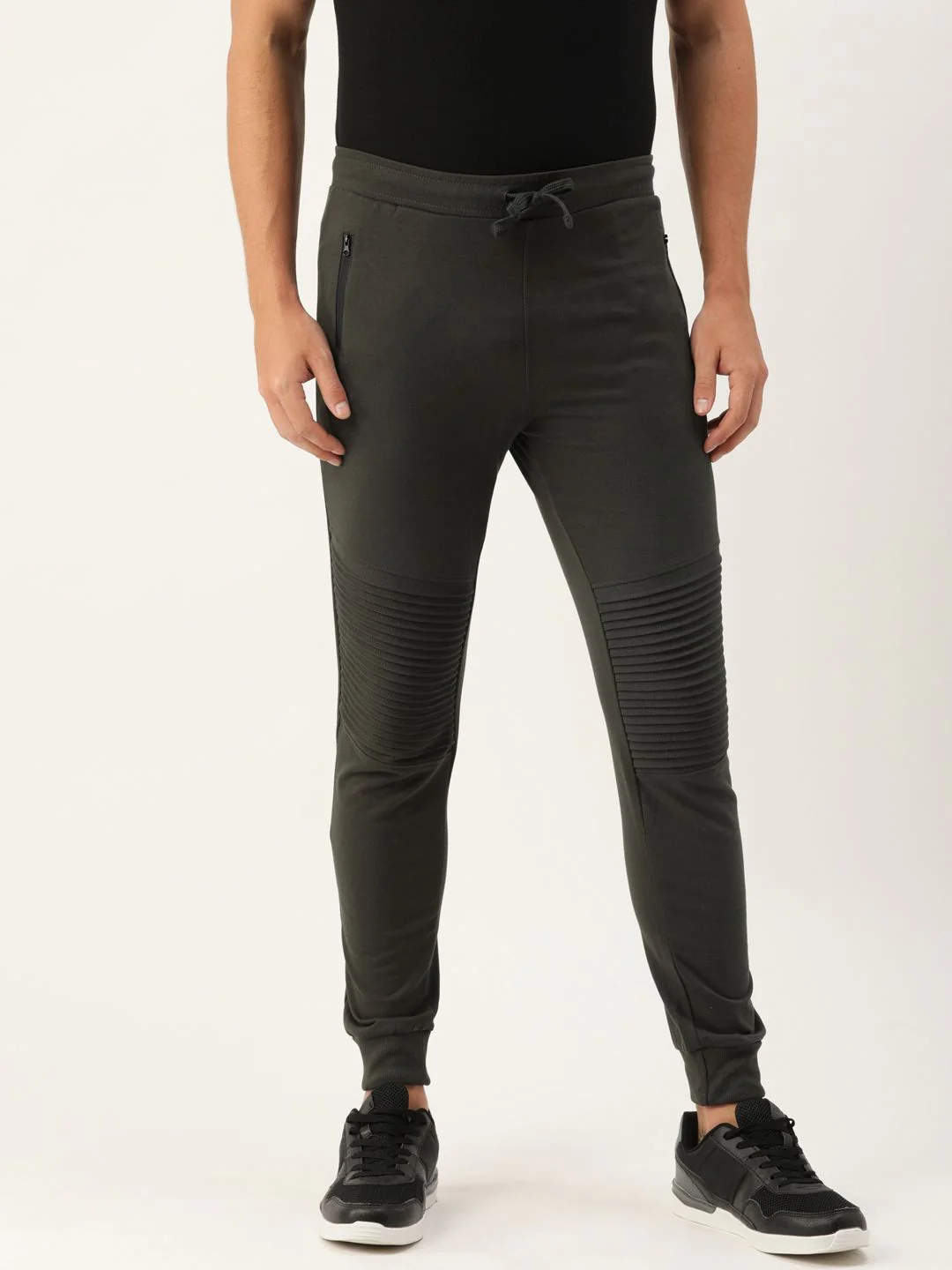 The Indian Garage Co Men Grey Solid Pleated Detail Joggers - Image 2