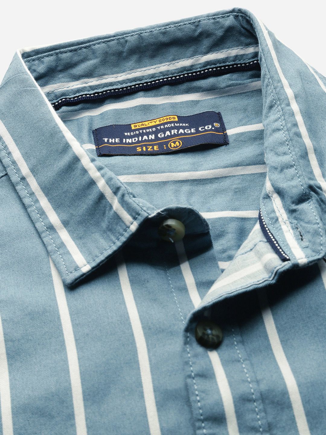 The Indian Garage Co Men Grey & White Slim Fit Striped Casual Shirt - Image 2