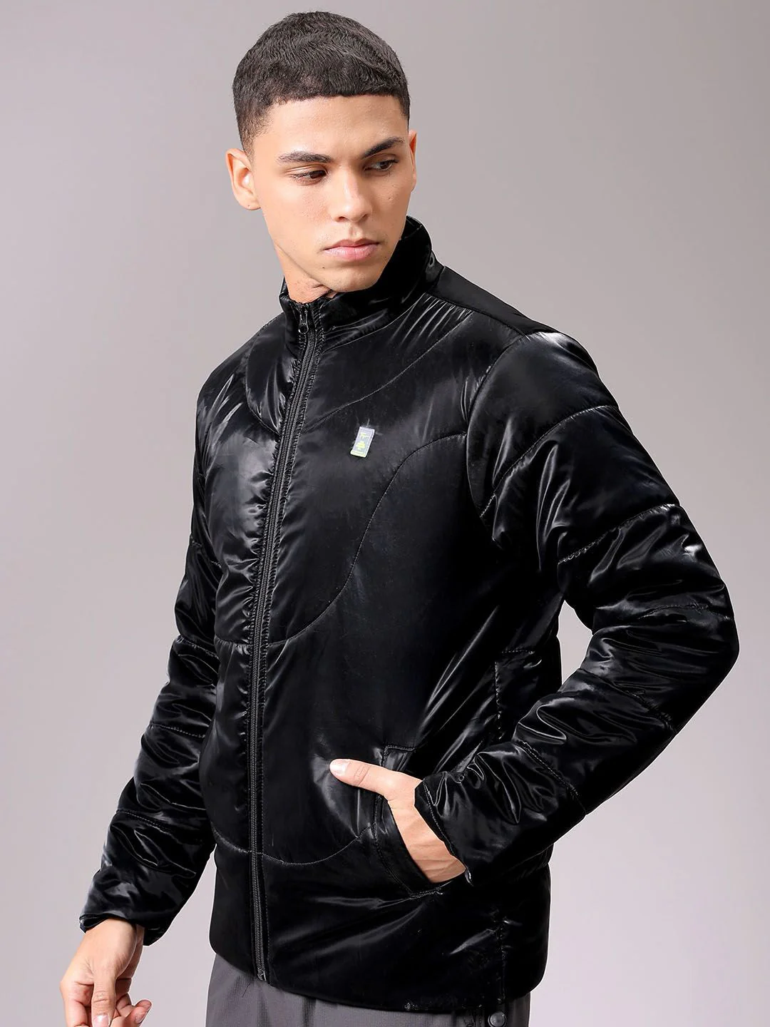 The Indian Garage Co Men High Neck Solid Puffer Jacket - Image 3