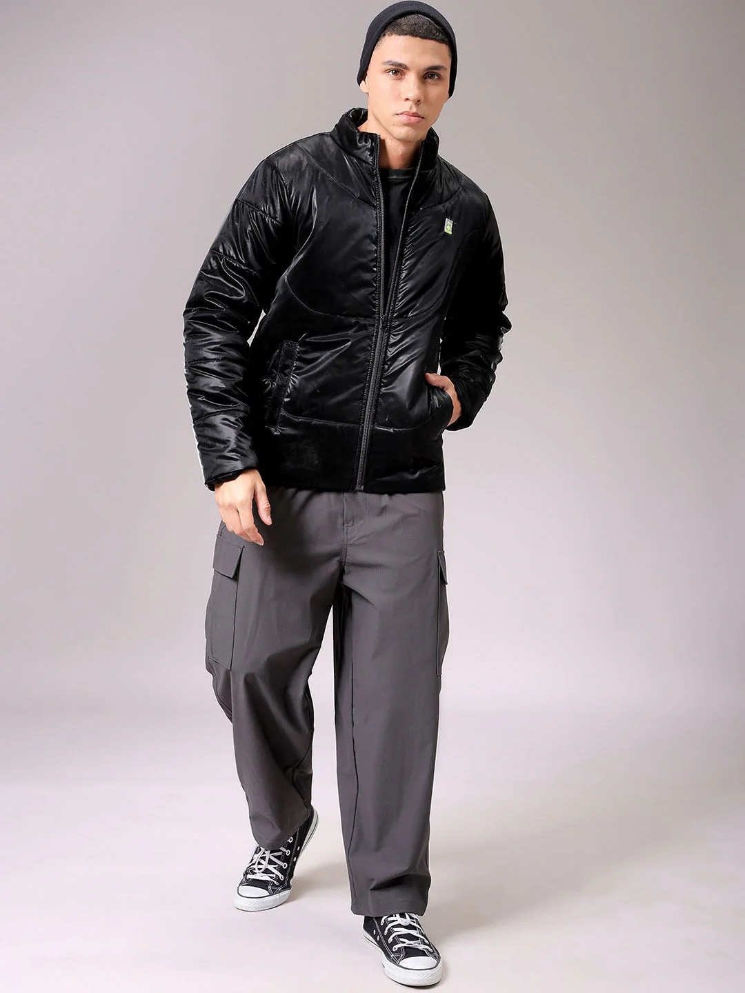 The Indian Garage Co Men High Neck Solid Puffer Jacket - Image 4