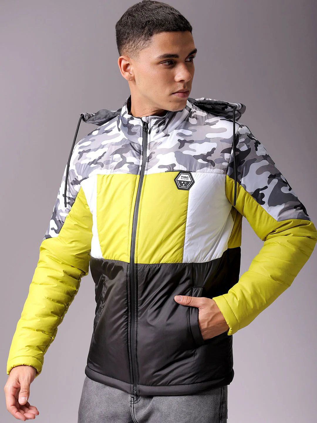 The Indian Garage Co Men Hooded Camouflage Printed Casual Padded Jacket - Image 5
