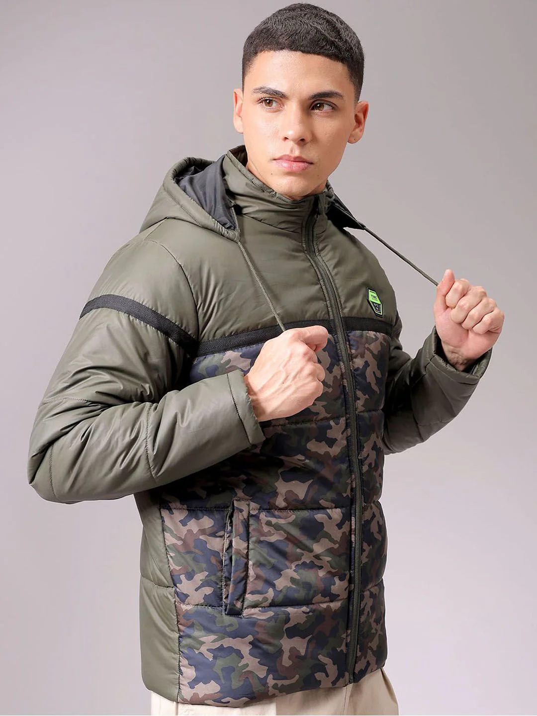 The Indian Garage Co Men Hooded Camouflage Printed Casual Puffer Jacket - Image 3