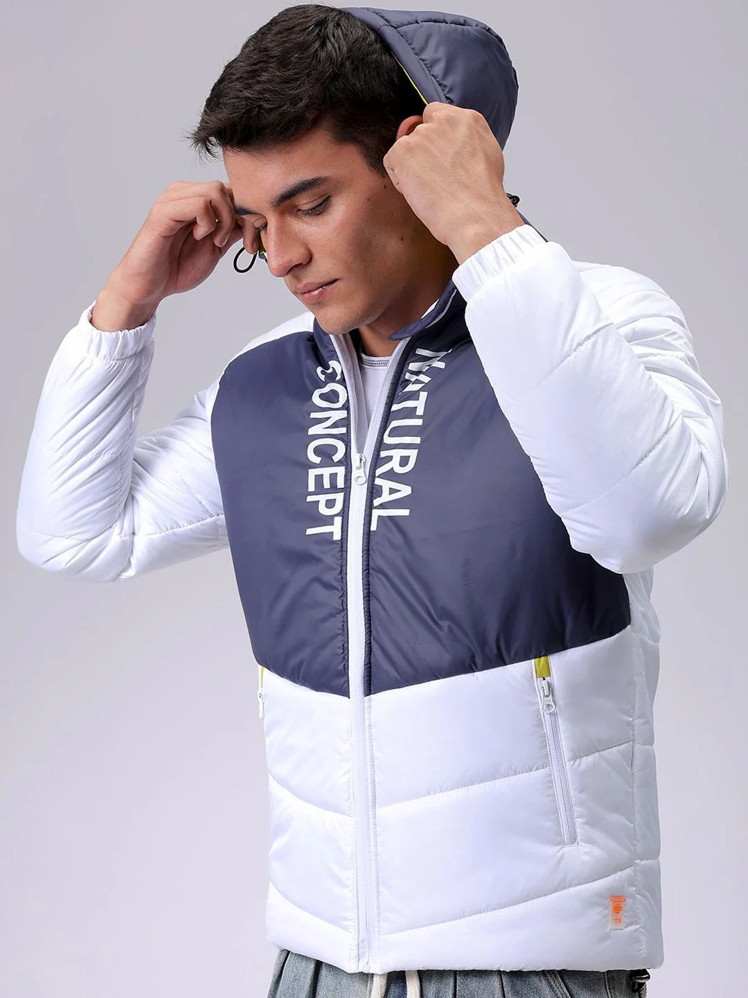 The Indian Garage Co Men Hooded Colourblocked Puffer Jacket - Image 5