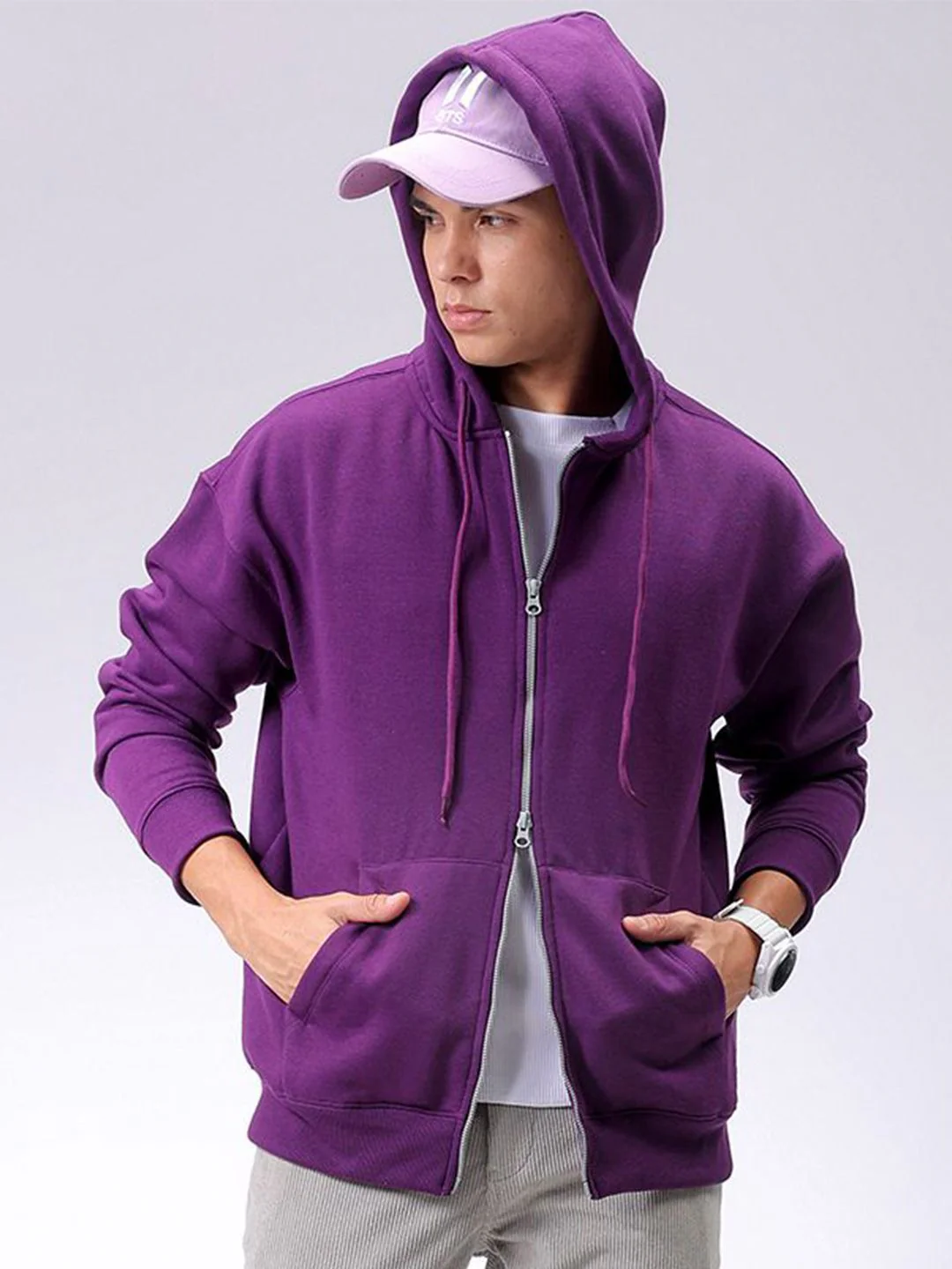 The Indian Garage Co Men Hooded Double Way Front Open Zipper Sweatshirt - Image 2