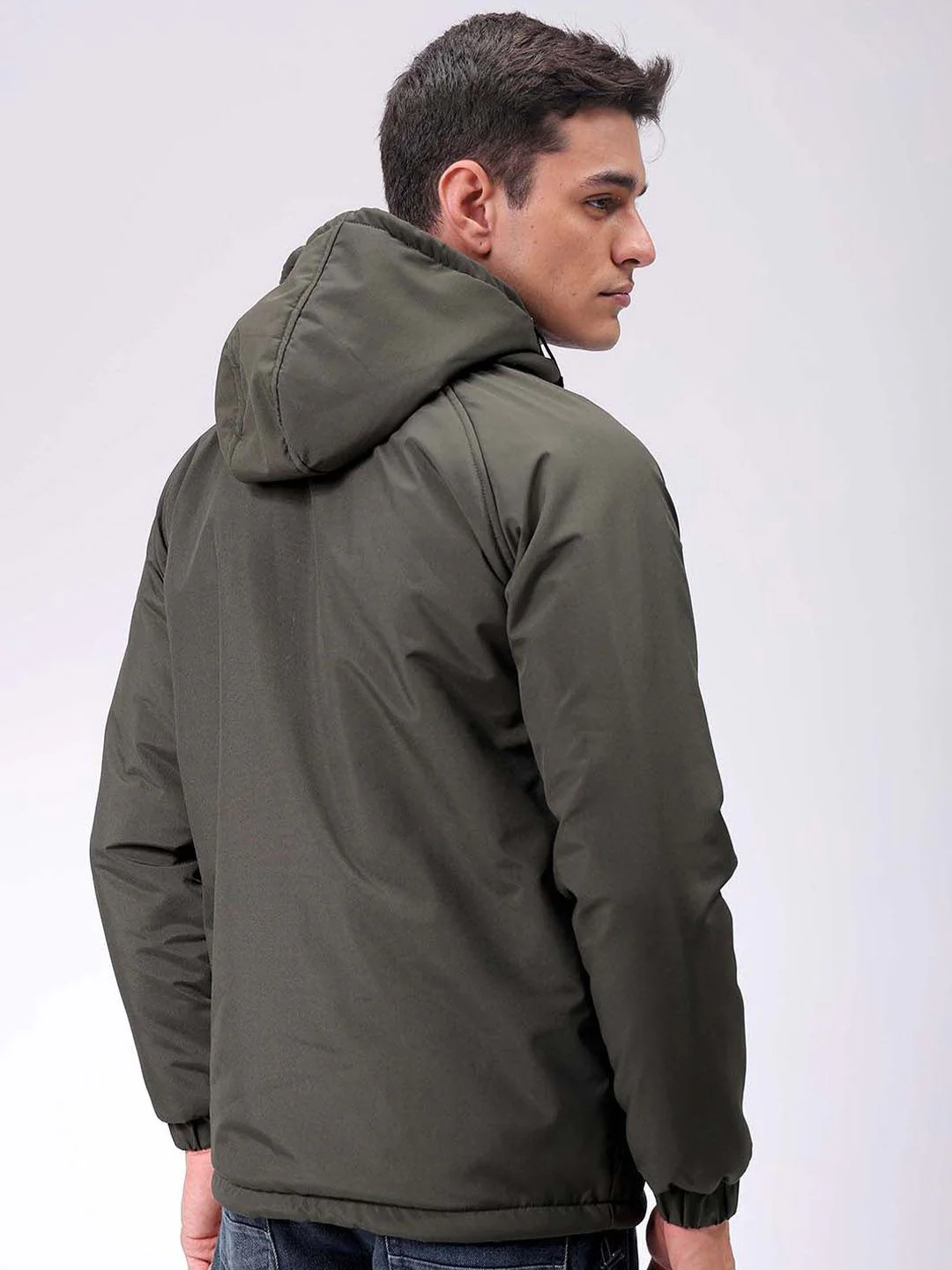 The Indian Garage Co Men Hooded Solid Puffer Utility Jacket - Image 4