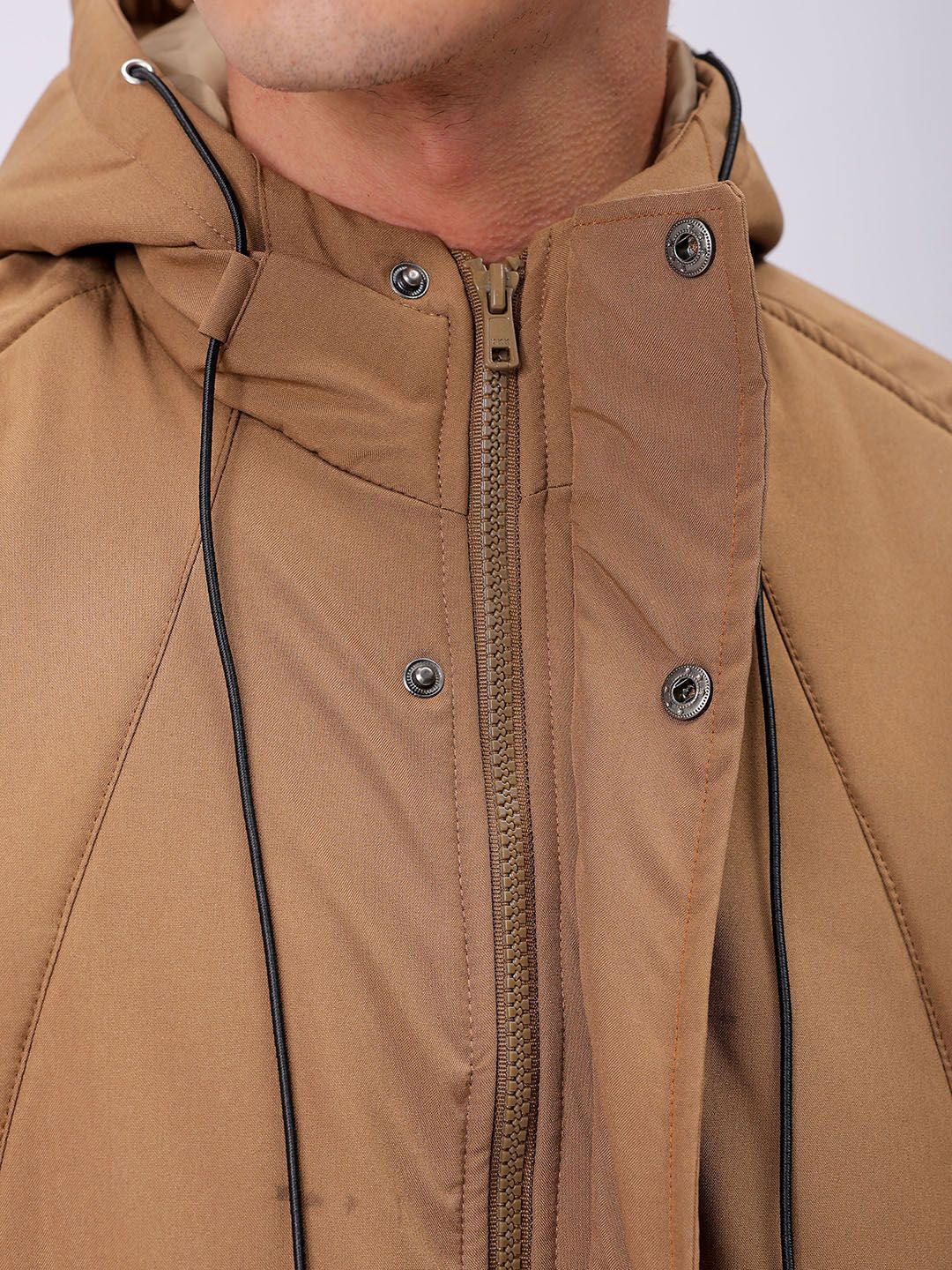The Indian Garage Co Men Hooded Solid Puffer Utility Jacket - Image 2