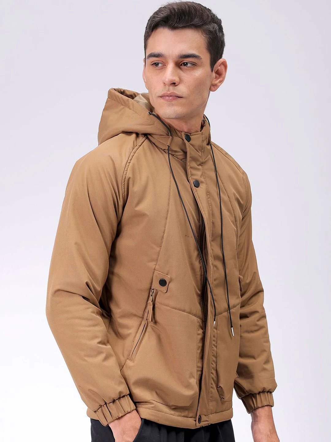 The Indian Garage Co Men Hooded Solid Puffer Utility Jacket - Image 3