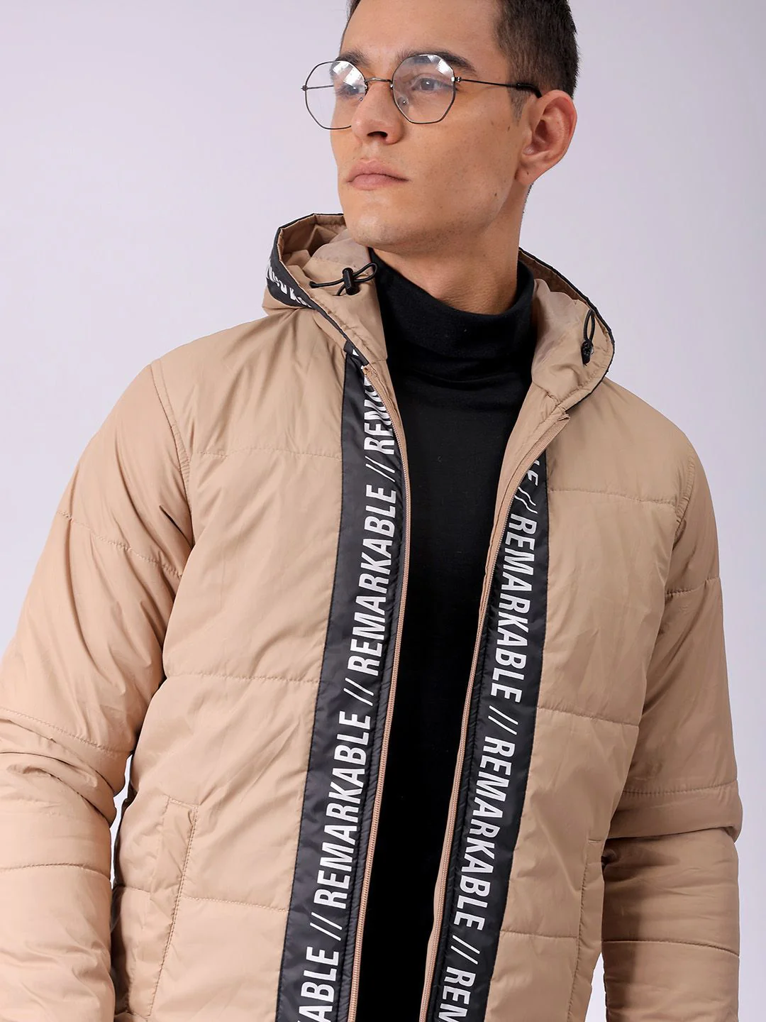 The Indian Garage Co Men Hooded Typography Printed Puffer Jacket - Image 6