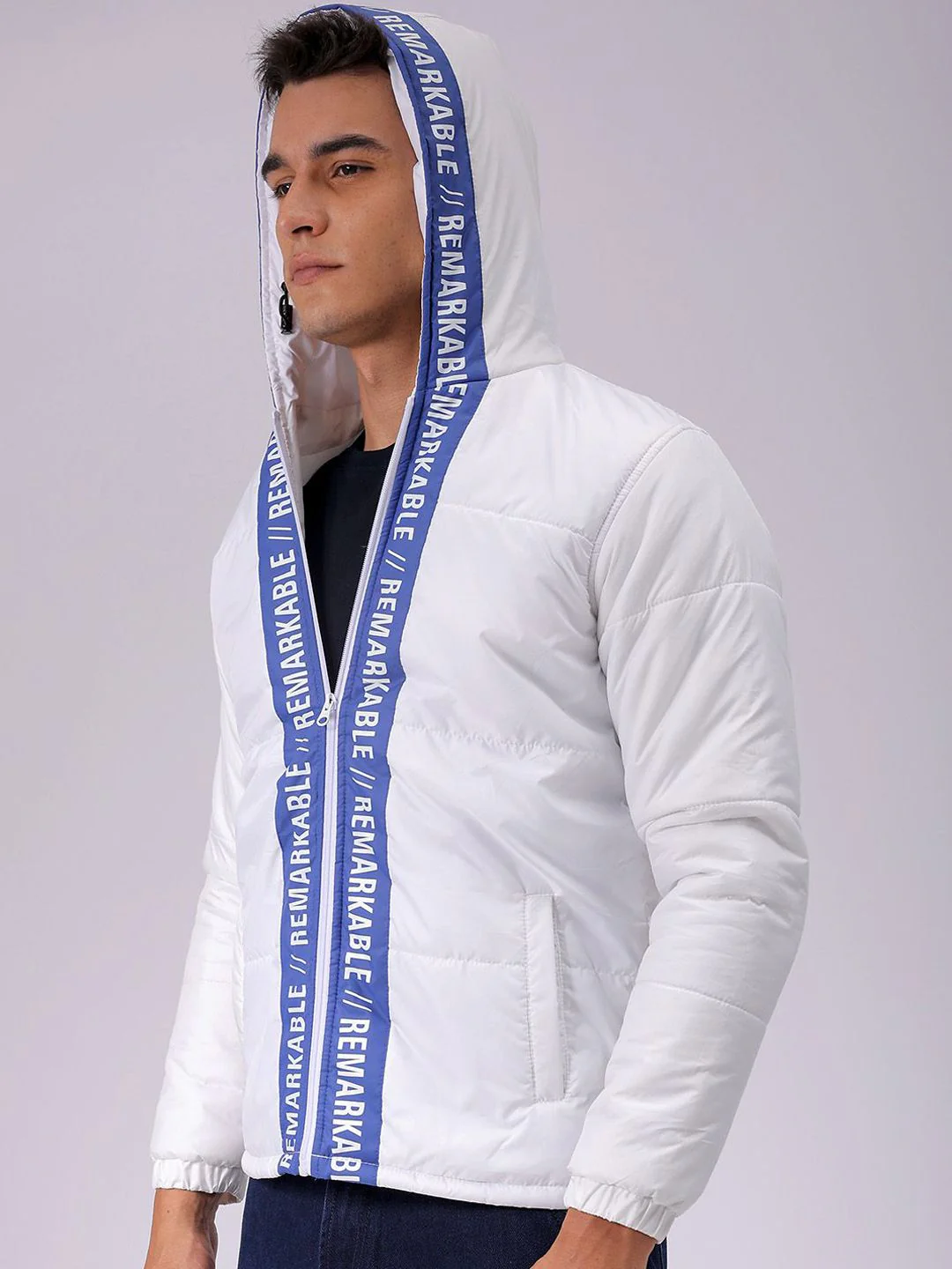 The Indian Garage Co Men Hooded Typography Printed Puffer Jacket - Image 5