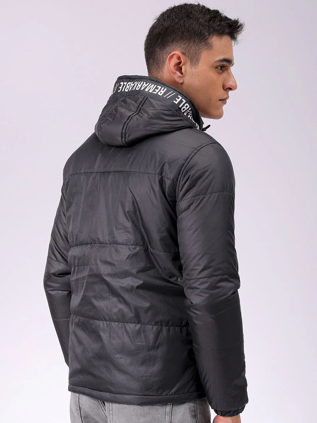The Indian Garage Co Men Hooded Typography Printed Puffer Jacket - Image 5