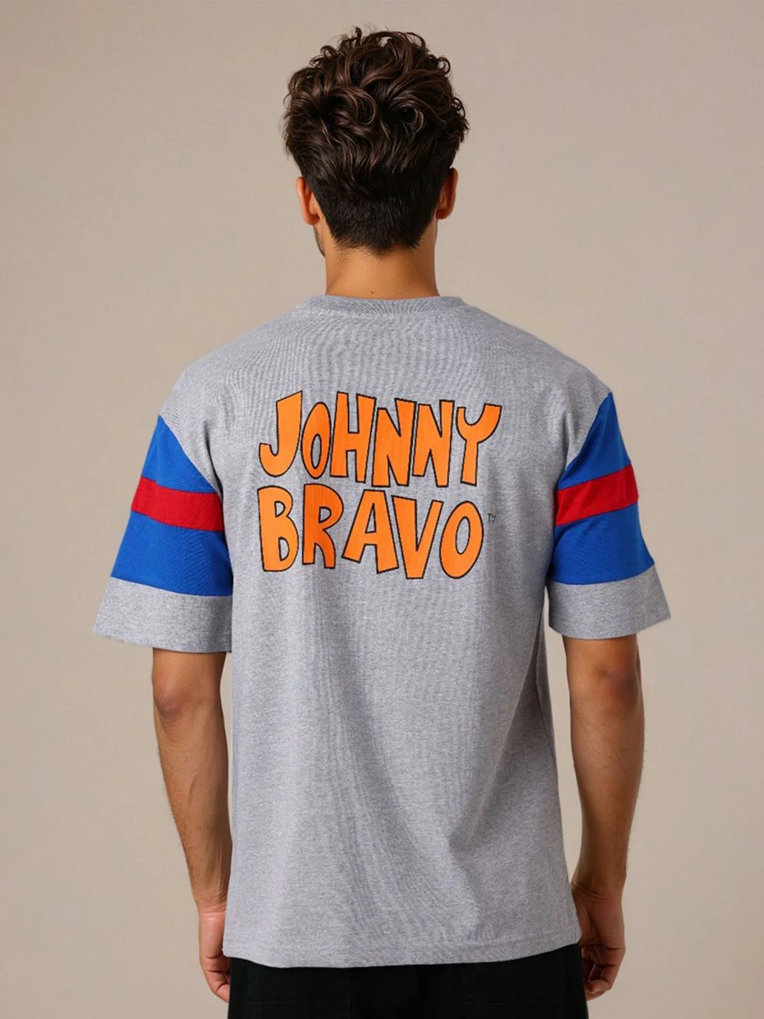 The Indian Garage Co Men Johnny Bravo Graphic Printed Round Neck Cotton Oversized T-shirt - Image 6