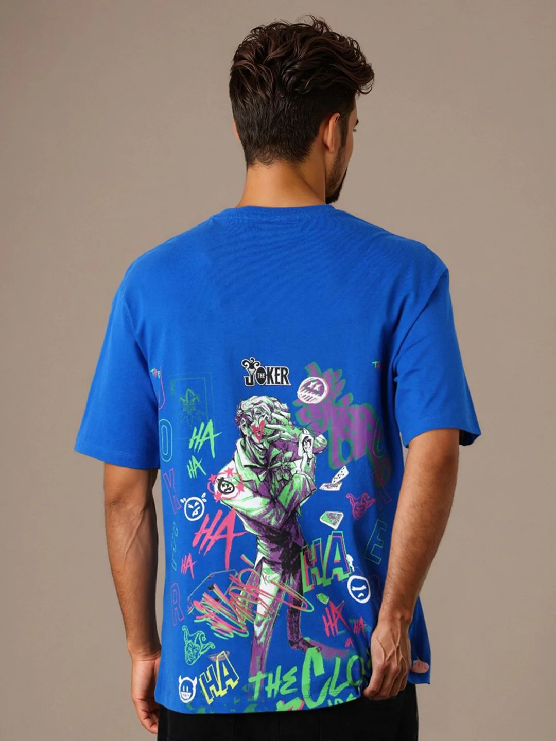 The Indian Garage Co Men Joker Graphic Printed Round Neck Cotton Relaxed Fit T-shirt - Image 6
