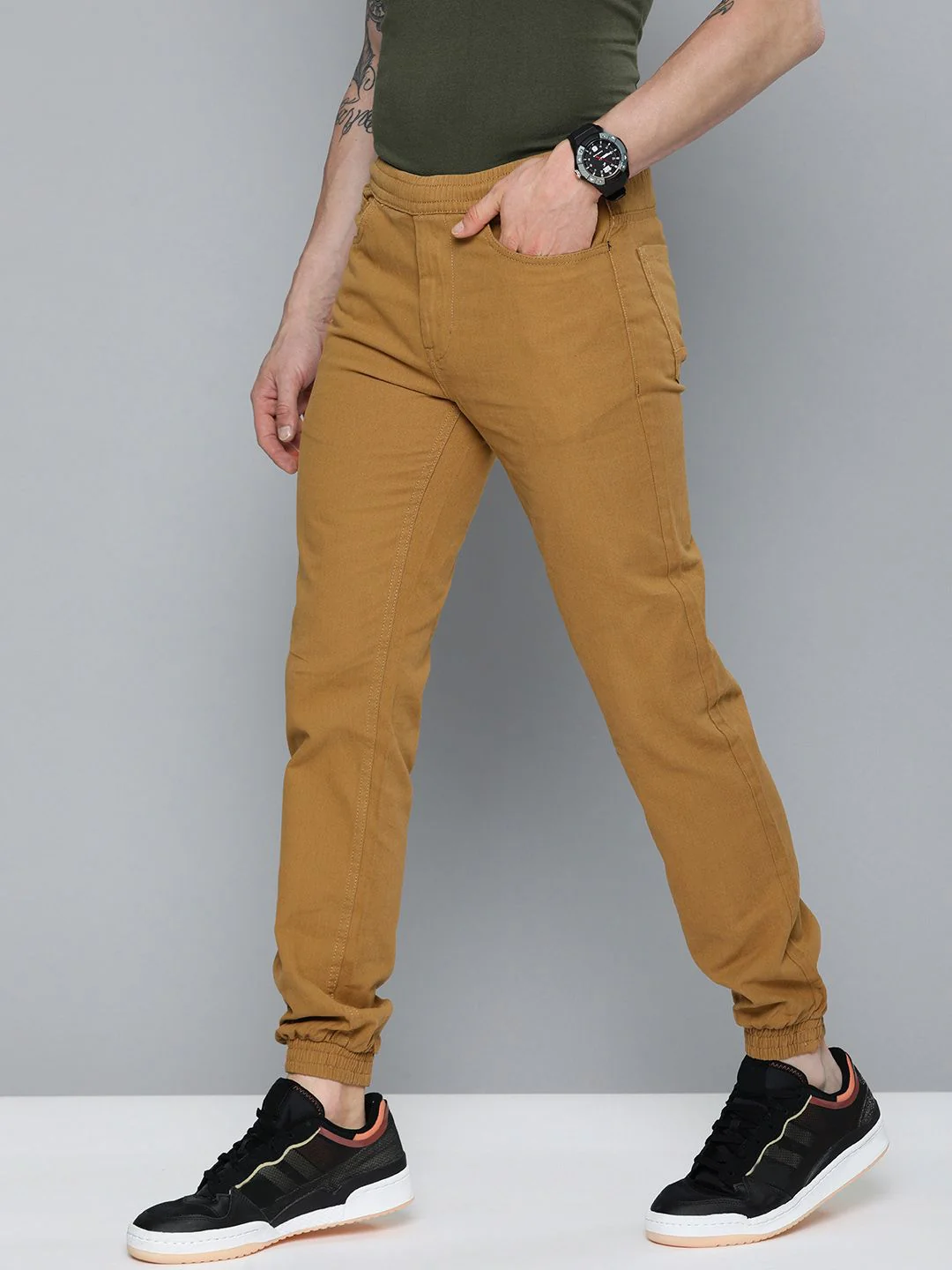 The Indian Garage Co Men Khaki Joggers Trousers - Image 2