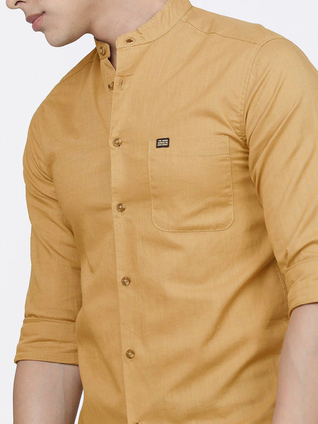 The Indian Garage Co Men Khaki Pure Cotton Casual Shirt - Image 2