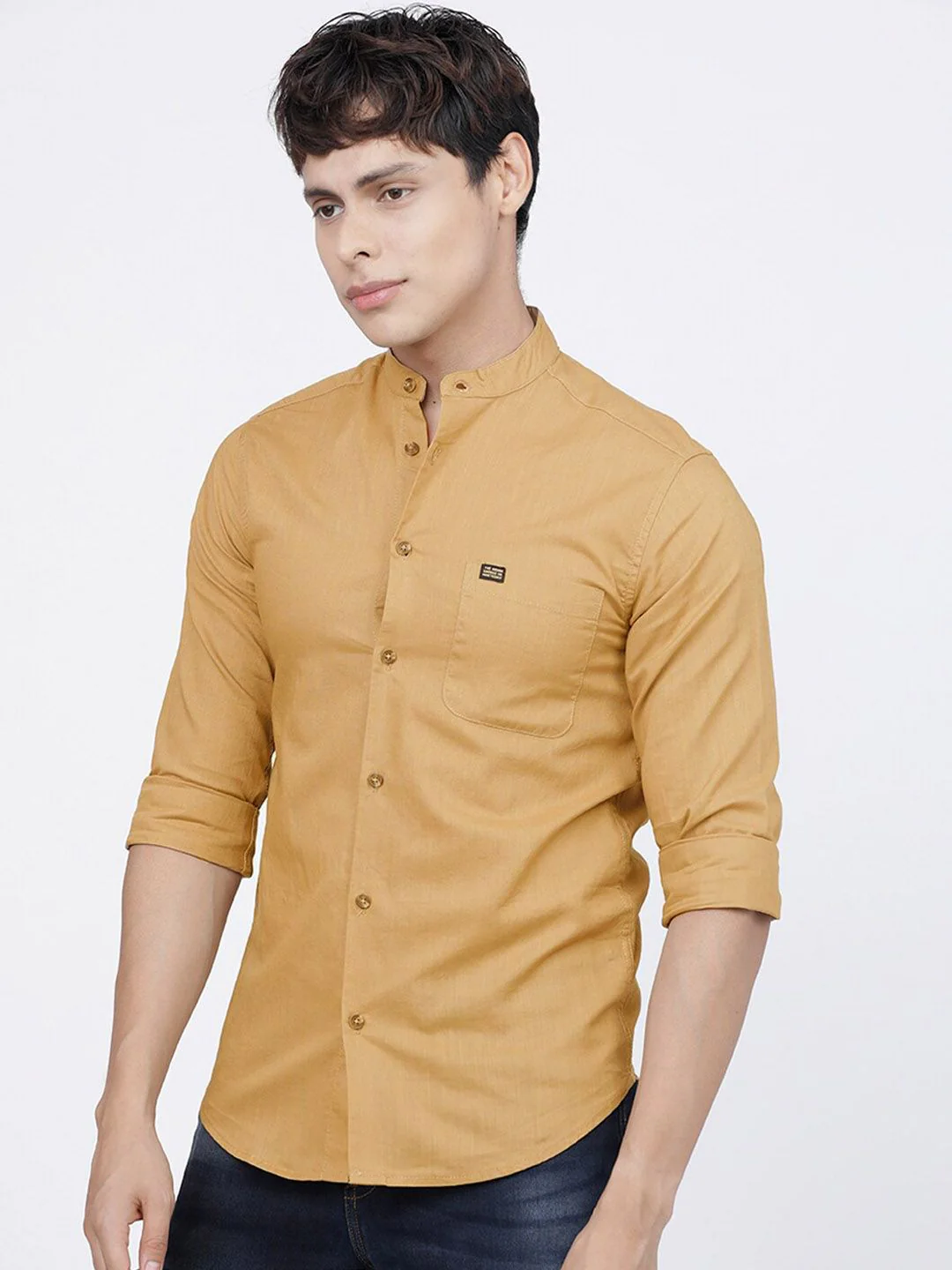 The Indian Garage Co Men Khaki Pure Cotton Casual Shirt - Image 5