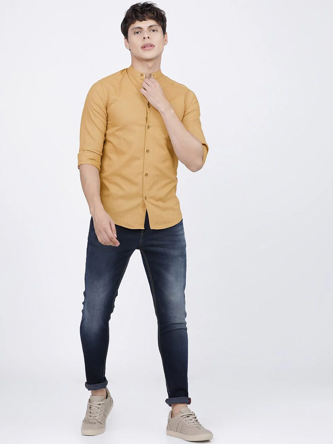 The Indian Garage Co Men Khaki Pure Cotton Casual Shirt - Image 6