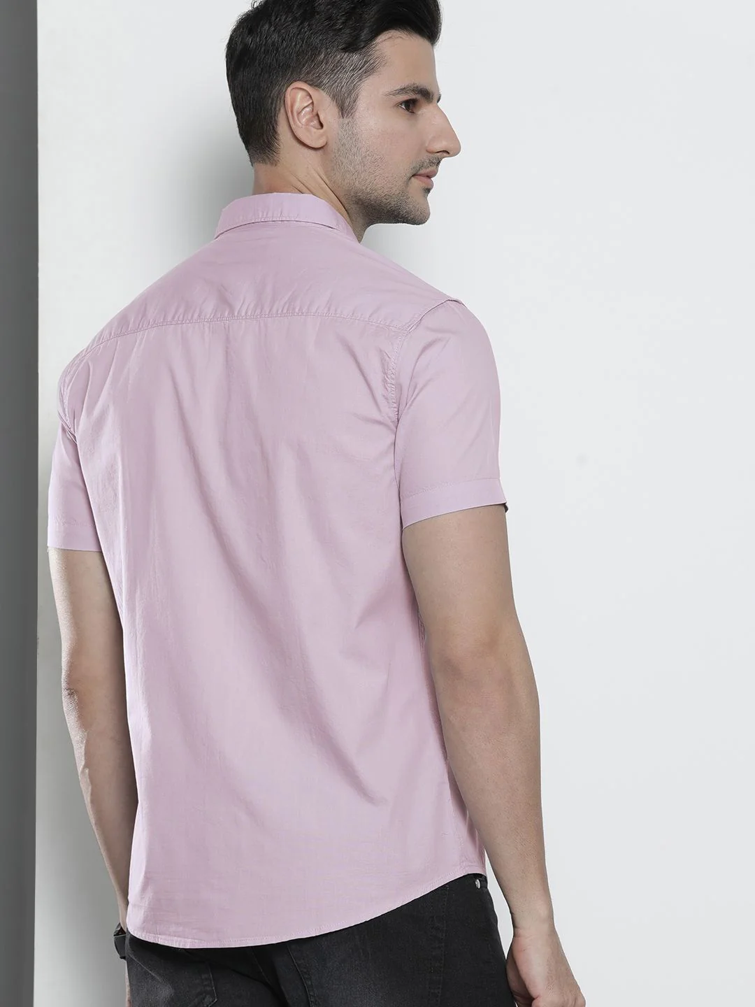 The Indian Garage Co Men Lavender Comfort Horizontal Stripes Cotton Casual Shirt - Image 5