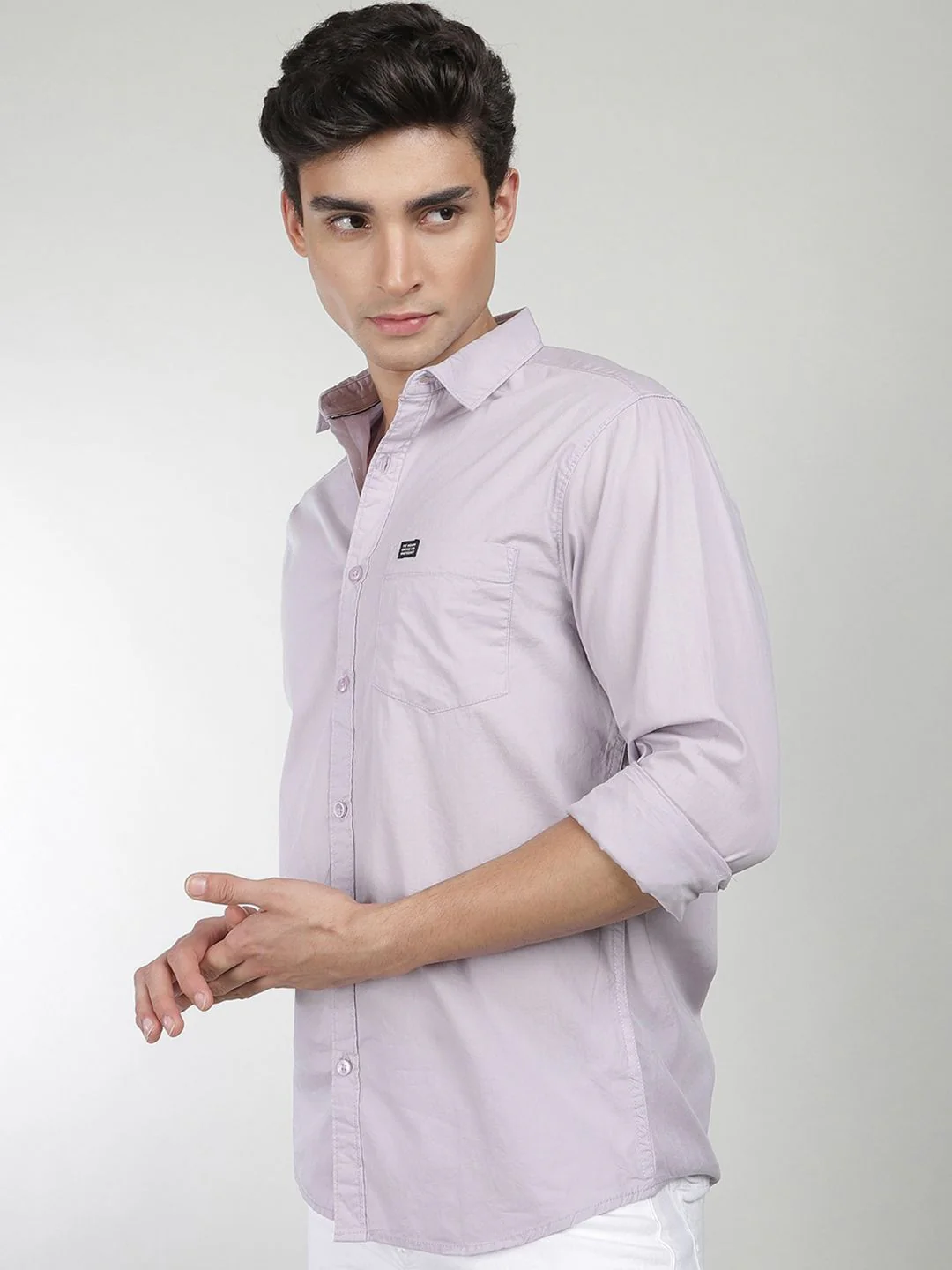 The Indian Garage Co Men Lavender Comfort Regular Fit Pure Cotton Casual Shirt - Image 4