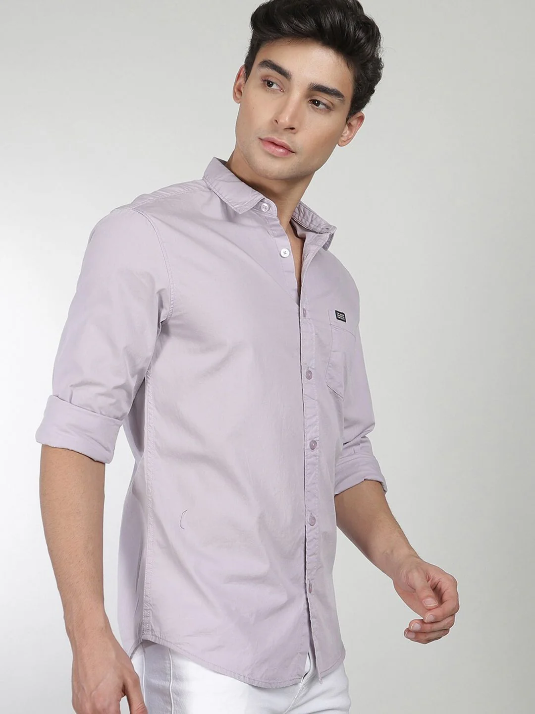 The Indian Garage Co Men Lavender Comfort Regular Fit Pure Cotton Casual Shirt - Image 5