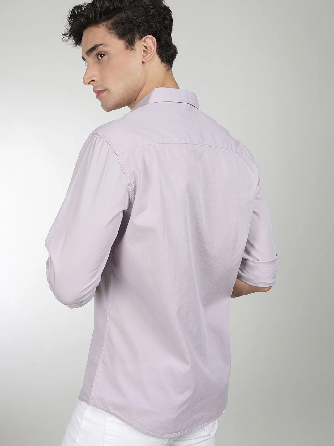 The Indian Garage Co Men Lavender Comfort Regular Fit Pure Cotton Casual Shirt - Image 6