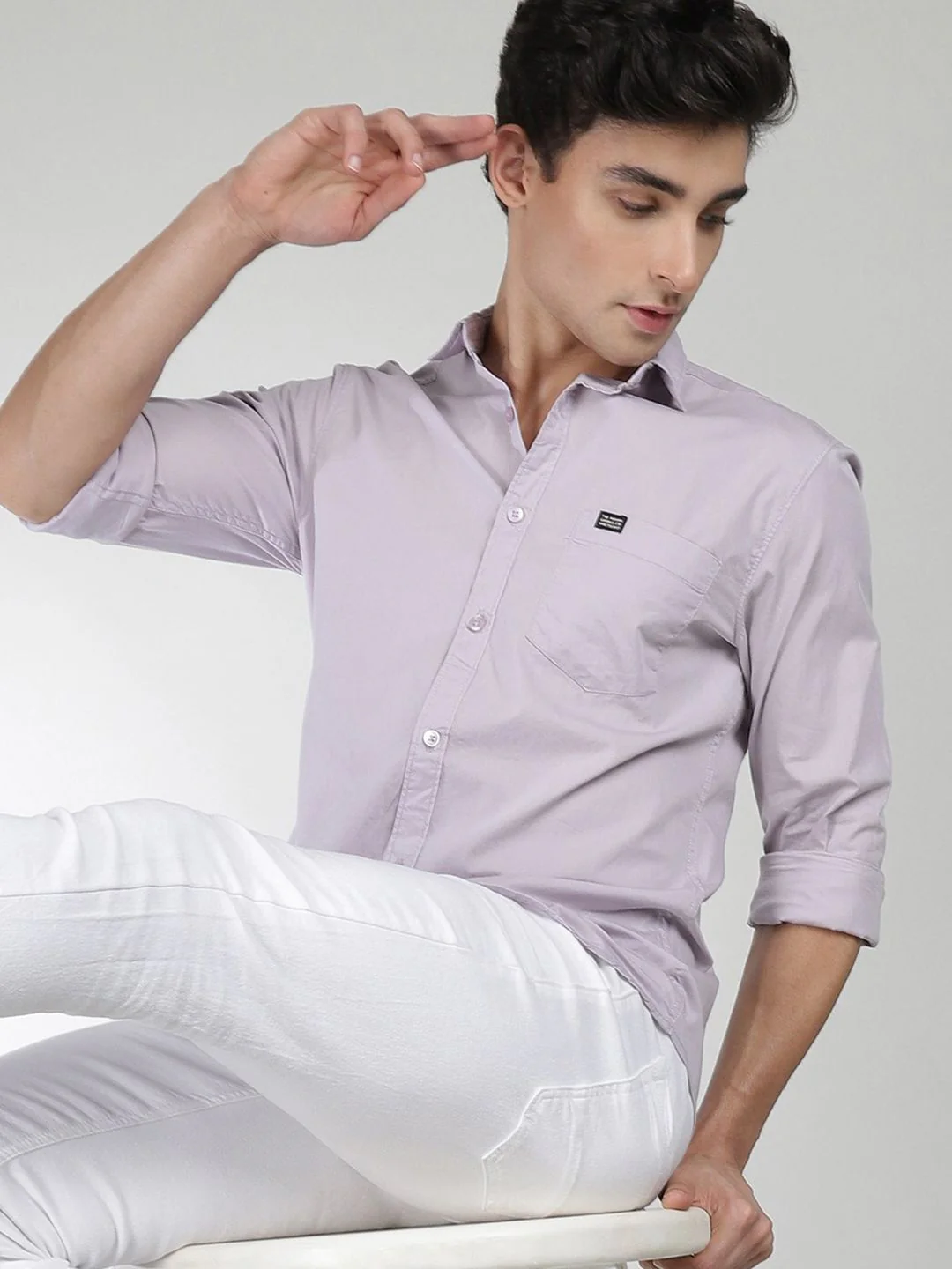 The Indian Garage Co Men Lavender Comfort Regular Fit Pure Cotton Casual Shirt - Image 7