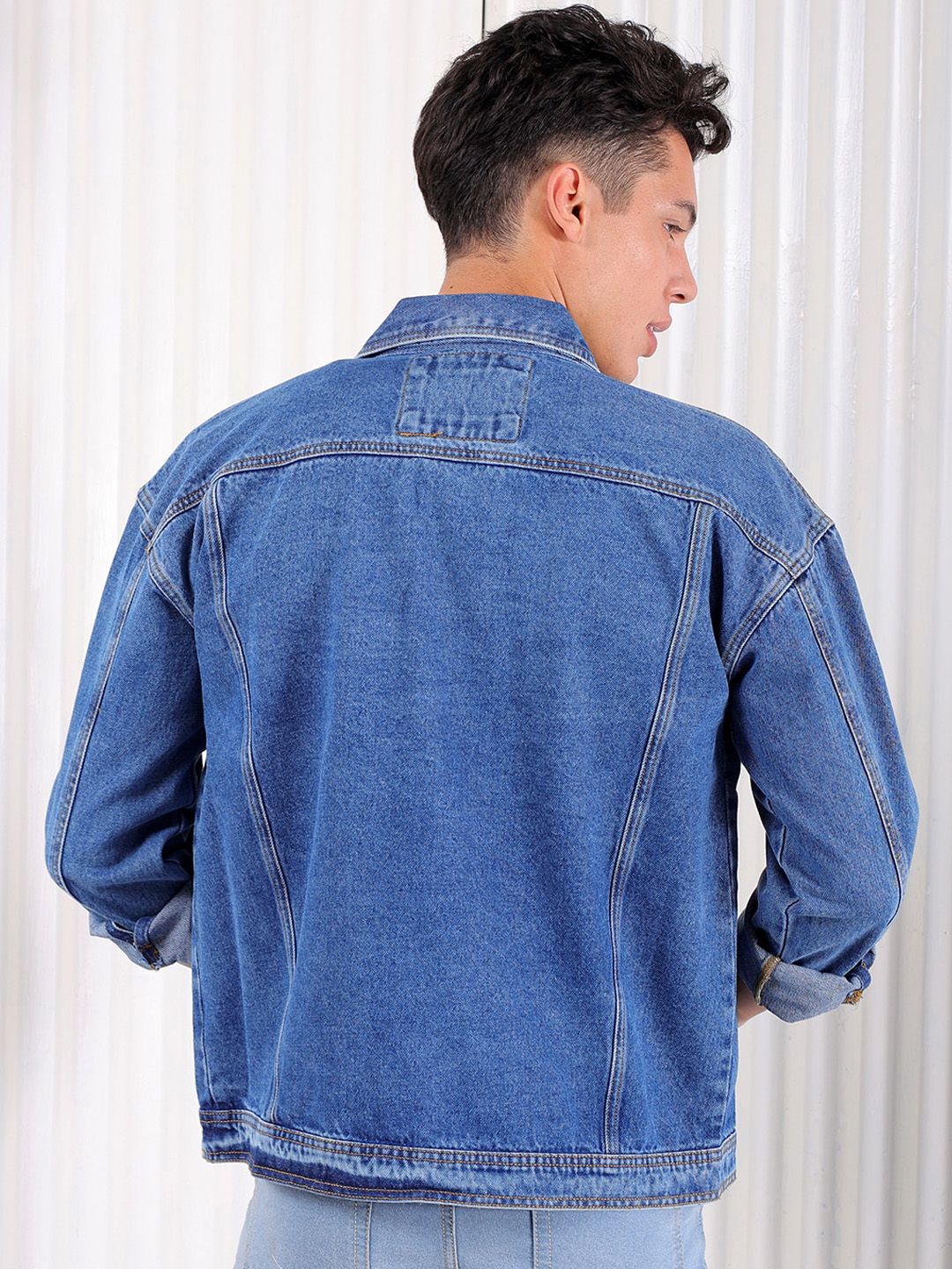 The Indian Garage Co Men Lightly Washed Relaxed Fit Distressed Denim Jacket - Image 5