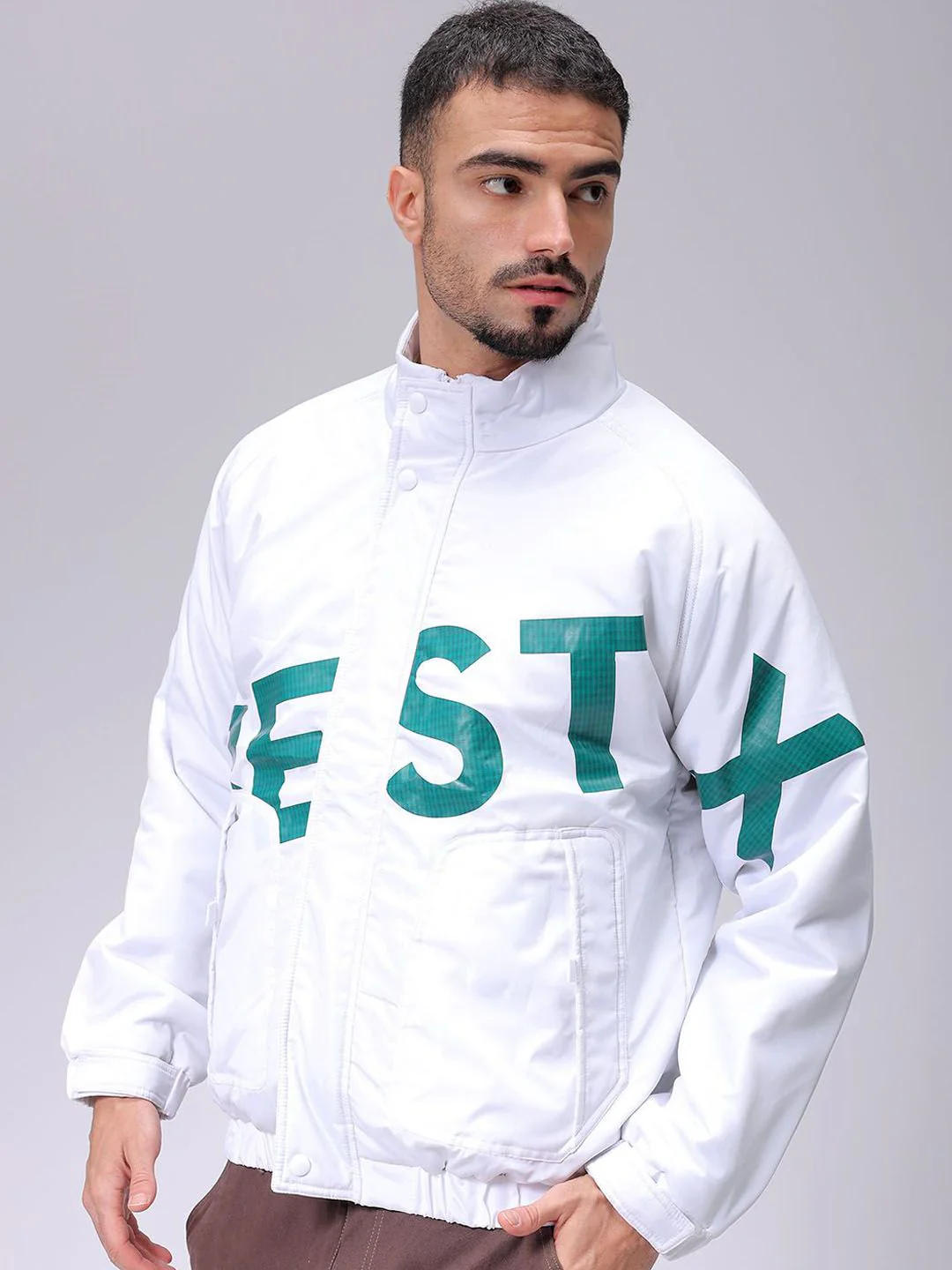 The Indian Garage Co Men Lightweight Puffer Jacket with Patchwork - Image 3