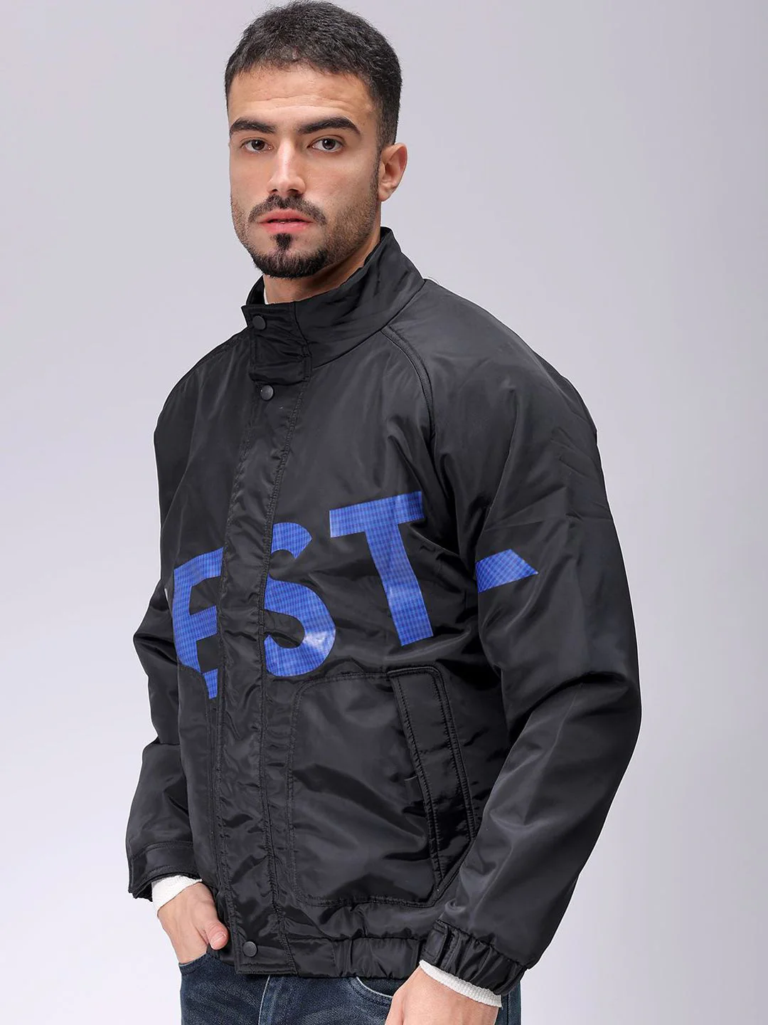 The Indian Garage Co Men Lightweight Puffer Jacket with Patchwork - Image 5